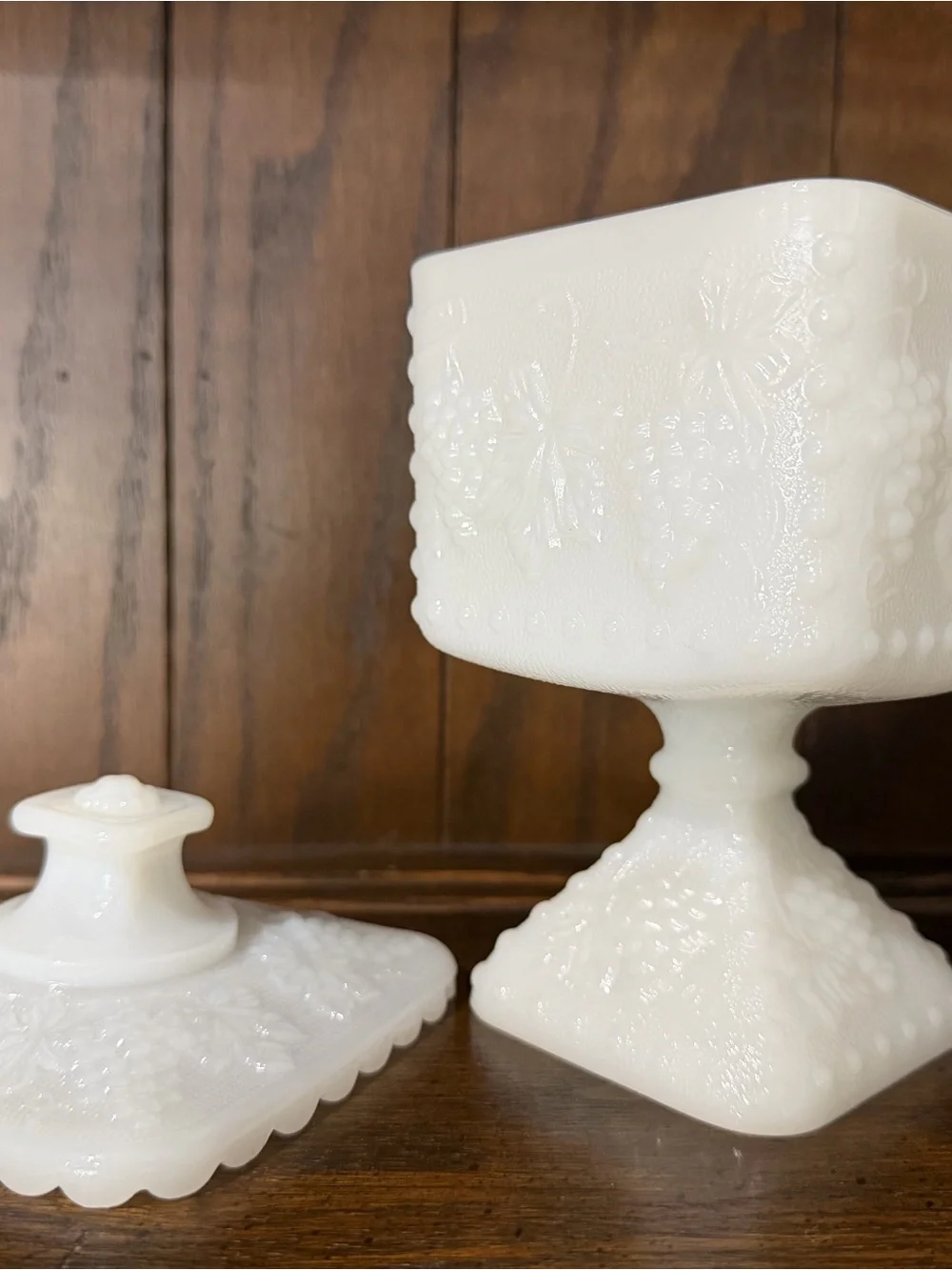 White Milk Glass Pedestal Vase and Covered Compote - Classic Home Accents